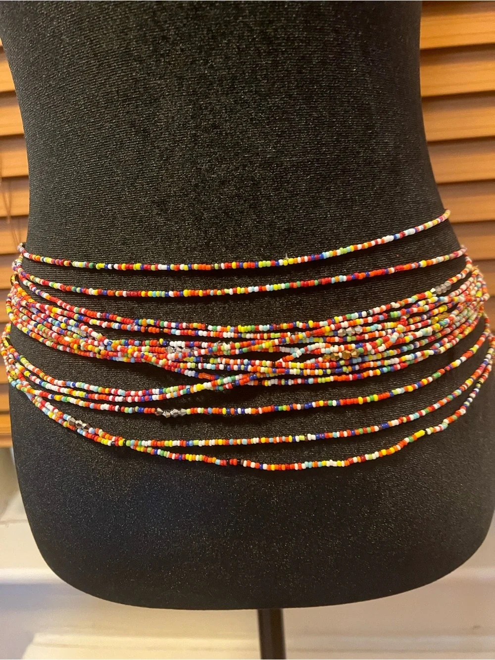 Handmade Beaded Belly Chain, Multicolor Elastic Waist Beads, Layered Boho Body
